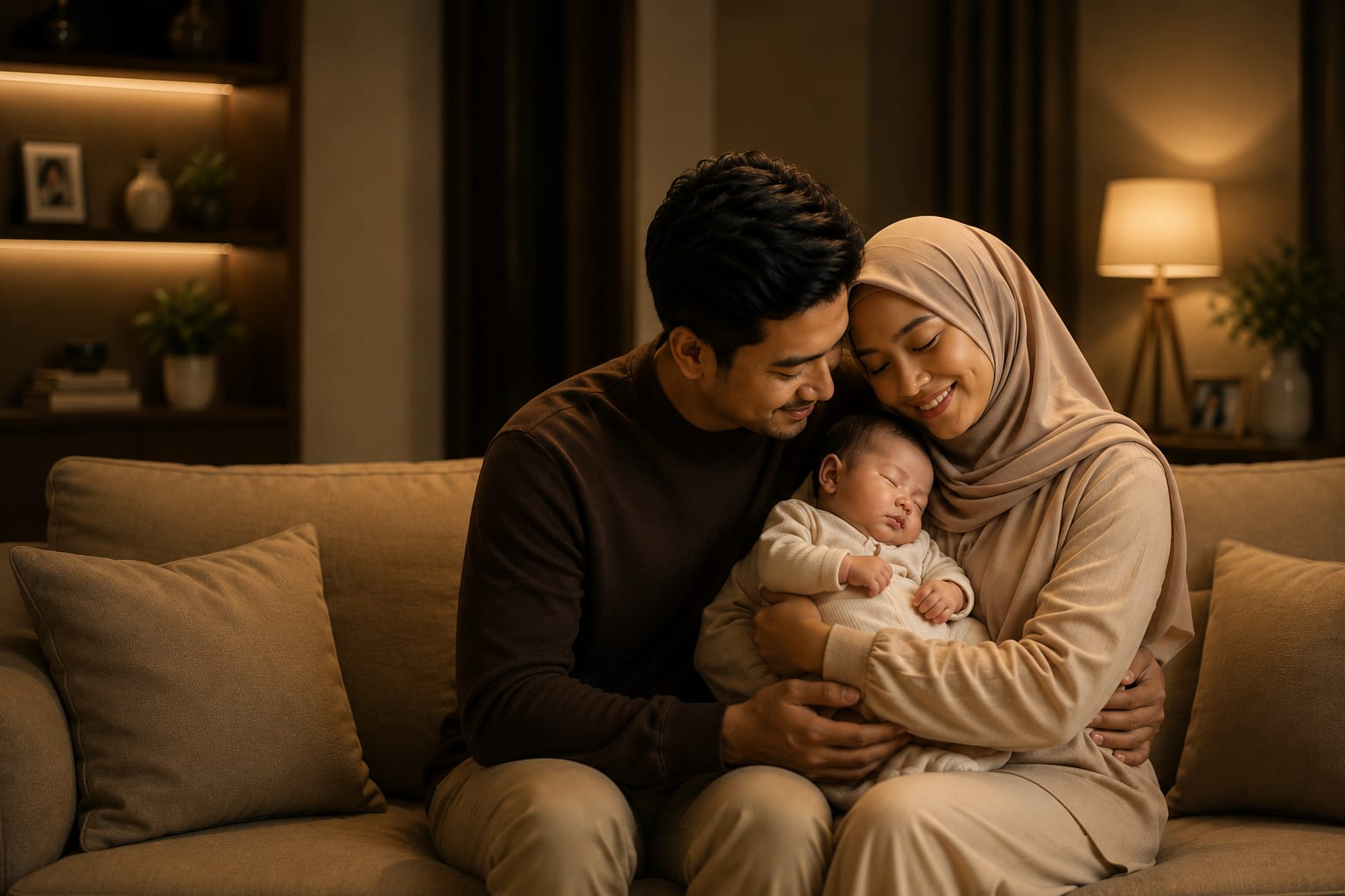 Happy family at home